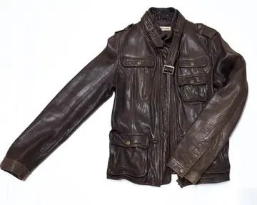 RHYME 다크 브라운 가죽 라이더 자켓 38 양가죽