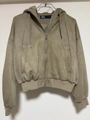 ZARA 후드 부착 베이지 크롭 자켓
