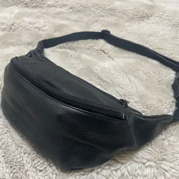 천연 가죽 가죽 바디백 블랙 블랙 웨스트 파우치