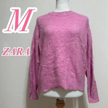 ZARA 자라 핑크 니트 크루넥 긴팔 나일론 알파카 울