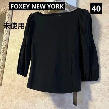 미사용 FOXEY 폭시 뉴욕 사이즈 40 스트레치 티셔츠 블랙