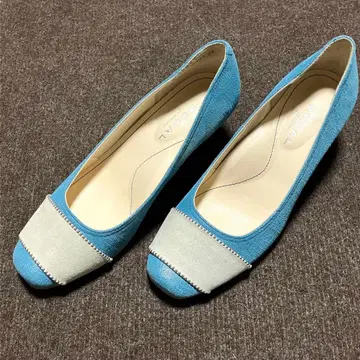 미사용 새상품 REGAL 리걸 스카이블루 아이보리 펌프스 23cm