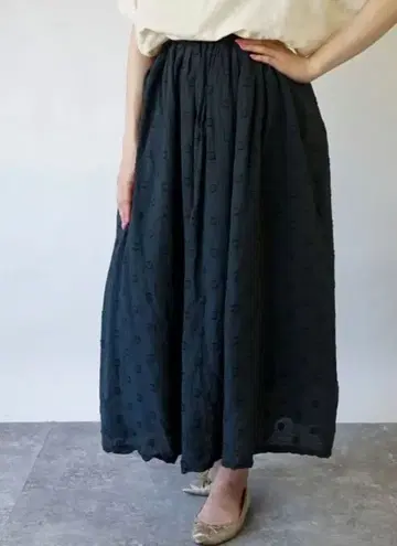 UZUiRO 썸머 맥시 스커트 도트 스커트 엔슈 직물