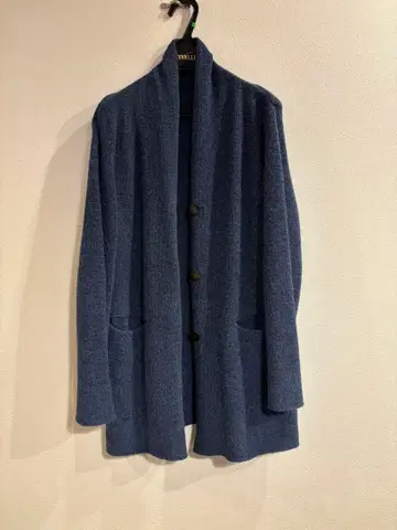 울과 린넨 블루 그레이 가디건