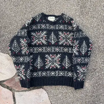 eddie bauer 페어아일 패턴 니트 80s 90s 두꺼운 원단 울