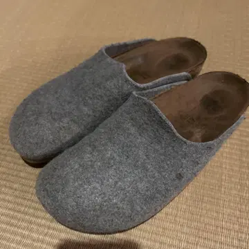 그레이 울 사보 클로그 샌들