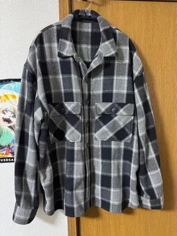 체크 무늬 캐주얼 셔츠 자켓 L 사이즈
