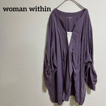 woman within 퍼플 V넥 5X 긴팔 루즈핏 여성용