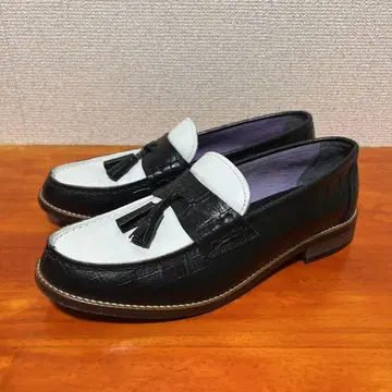 하루타 태슬 로퍼 화이트 블랙 24cm 2E