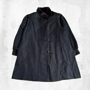 레어 고급 퍼 옷깃 블랙 롱 코트 클래시컬 아카이브 모드