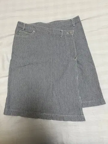 히코리 데님 미디 스커트 랩 스커트