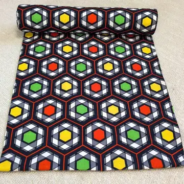 미사용 깃털 옷감 네이비 사이키 기하학 패턴 컬러풀 원단