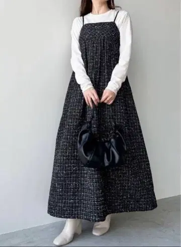 COCODEAL 코코딜 트위드 베어 원피스 네이비 M 새상품급