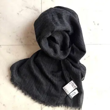 하자품 파슈미나 캐시미어 100% 프린지 스톨 블랙 그레이