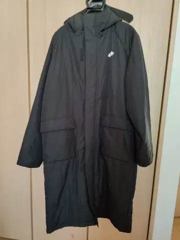 Lotto 블랙 롱 코트 후드 부착