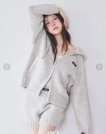 [ SNIDEL ] 로빙 니트 후디 & 숏팬츠