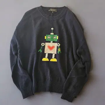 DUAL VIEW 듀얼뷰 로봇 모티브 니트 네이비