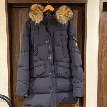 PYRENEX 퍼 달린 네이비 롱 다운 자켓