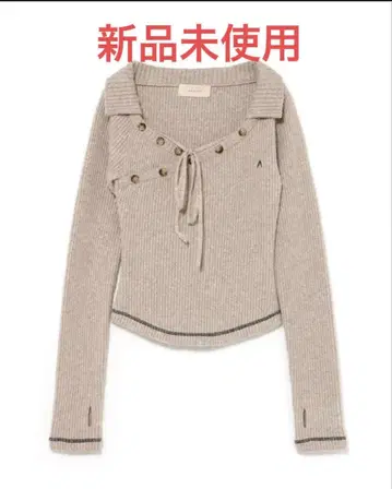 andmary Anita 버튼 니트 탑 베이지