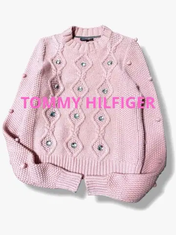 TOMMY HILFIGER 핑크 보석 니트 사이즈 M
