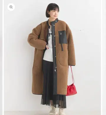 OMNES 보아 본딩 롱 코트 L