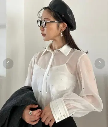 LILY BROWN 비쥬 시어 셔츠 블라우스