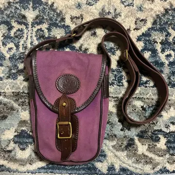 퍼플 캔버스 가죽 숄더백