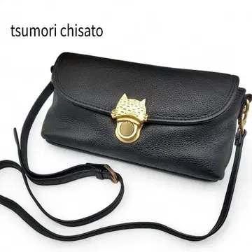 츠모리치사토 카리야네코 숄더백 천연 가죽 블랙