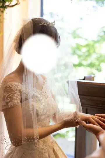 화이트 웨딩 베일 펄, 비쥬 포함