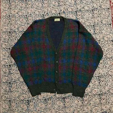 70년대 모헤어 가디건 이탈리아제 빈티지 체크 60년대