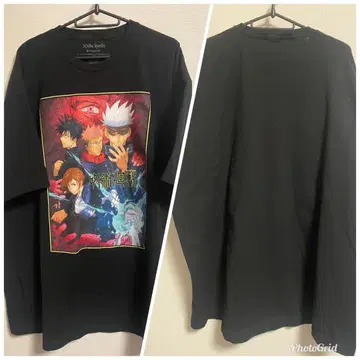 주술회전 애니메이션 캐릭터 프린트 T셔츠 블랙