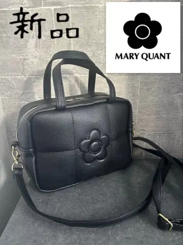 MARY QUANT 마리콴트 2way 숄더 핸드백 블랙 데이지 패턴