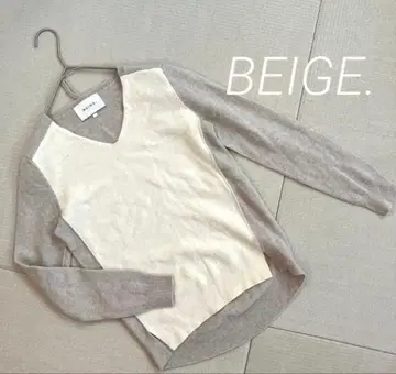 상의 긴팔 니트 베이지 온워드 울 캐시미어 V넥 절개