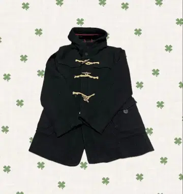 블랙 더플 코트 프론트 버튼 포함