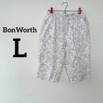 BonWorth [ L ] 꽃무늬 이지 팬츠 LPetite 화이트 패턴