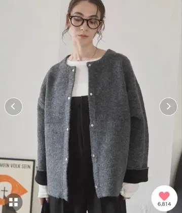 ANGIE 배색 니트 코트