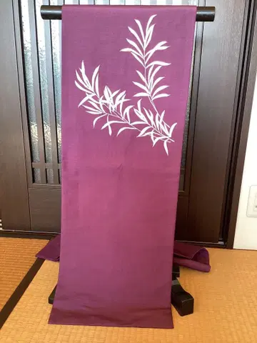 나고야 오비 순수 실크 보라색 계열