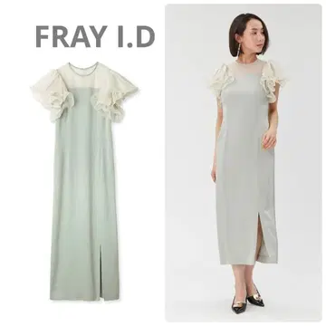 새상품 FRAY I.D 프레이 아이디 프릴 슬리브 콤비 원피스