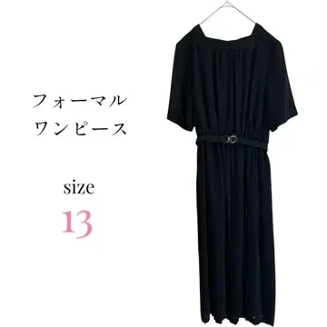 포멀 원피스 [13호] 스퀘어 넥 벨트 포함 깔끔한 파티 블랙