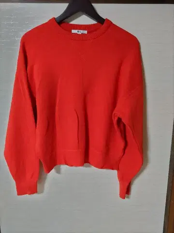 완판템! 유니클로 스무스 코튼 크루넥 스웨터 오렌지 L 사이즈