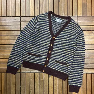 HIGH STANDARD 알파카 보더 니트 가디건