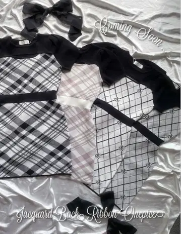 자카드 백리본 원피스 블랙 parkeast