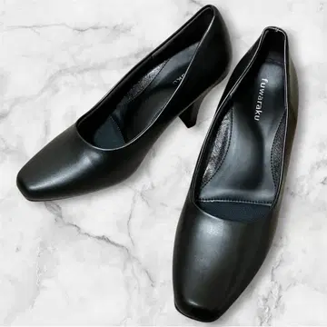 후와라쿠 펌프스 블랙 포멀 스퀘어토