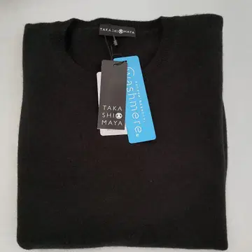 다카시마야 캐시미어 100% 크루넥 스웨터 블랙 M 사이즈 미사용