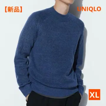 [ 새상품 ] 유니클로 미들 게이지 모크넥 스웨터 3XL 블루