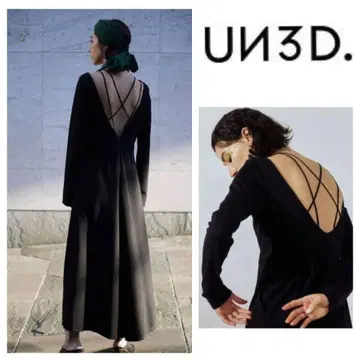 UN3D. 아쓰리드 백 오픈 롱 원피스