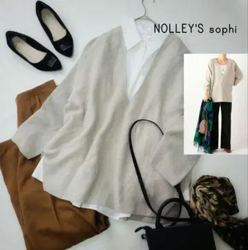 노리즈소피*깊은 V넥 풀오버 니트*울 사이즈 38 그레이지