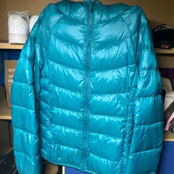 UNIQLO 후드 부착 다운 자켓 M 터콰이즈