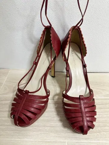 질 펌프스 빨간색 레이스업