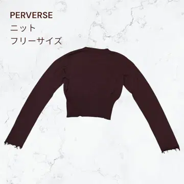 PERVERSE 퍼버즈 숏 니트 브라운 프리 사이즈